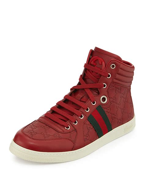 gucci red leather high top|farfetch gucci high top.